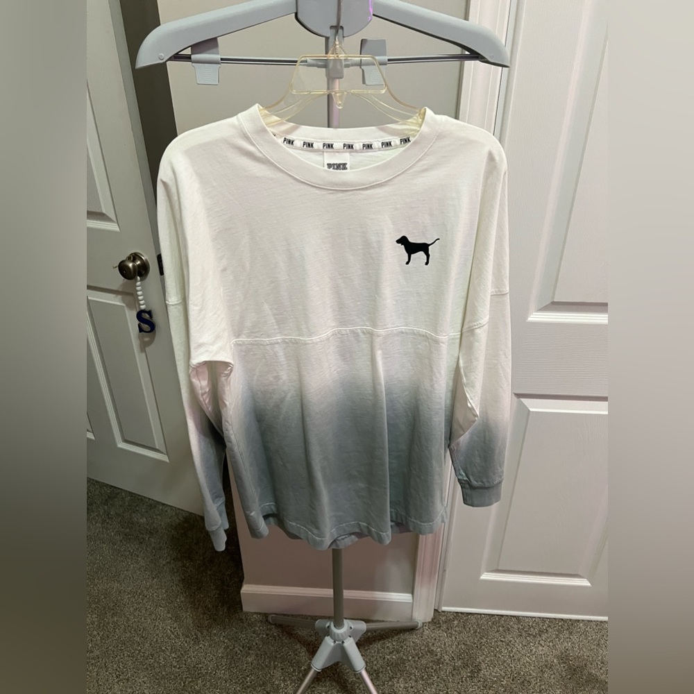 Victoria Secret White & Blue Long Sleeve Shirt Size XS NWT